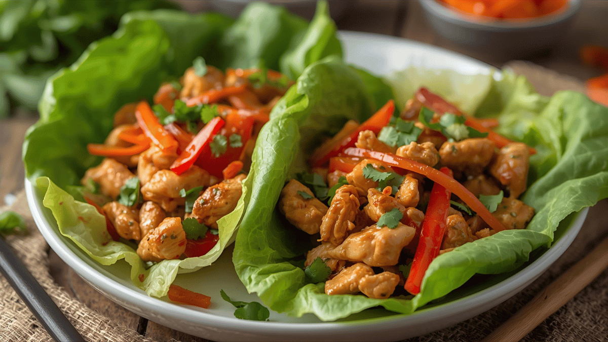Chicken Lettuce Wraps with Asian Flavors