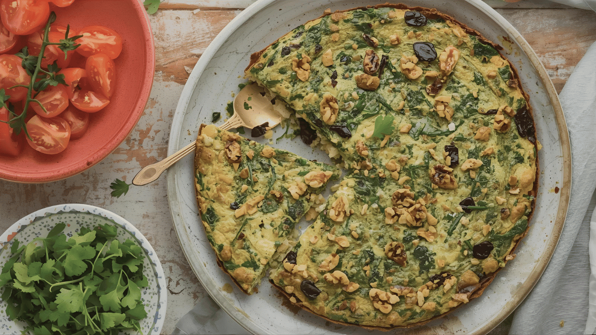 Herb and Walnut Frittata with Tomato Salad