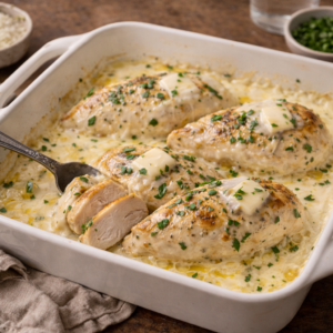 Creamy Ranch Chicken Breast Some days call for comfort. This chicken bakes slowly with ranch seasoning and cream until it’s tender enough to cut with a fork. It’s familiar food, and sometimes that’s exactly what I need.