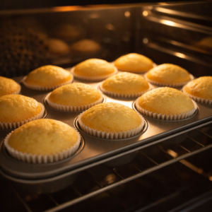 As the cupcakes bake, the kitchen begins to change. The air warms. The smell becomes sweet and familiar. The outside world feels a little further away. Bake until the cupcakes rise and the tops spring back lightly when touched. Trust your senses. Baking is as much feeling as it is timing.