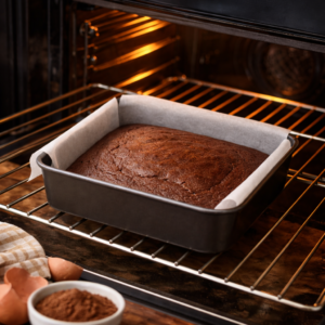 While it bakes, the kitchen fills with a warm chocolate aroma. This is the moment when everything slows down.