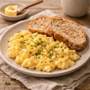 Soft Scrambled Eggs with Toast