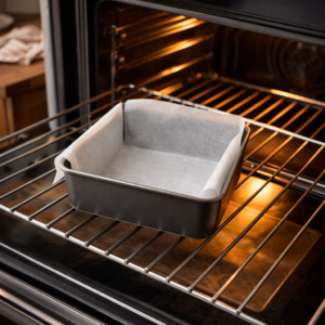 Start by giving yourself a little space. Preheat the oven. Line a small baking pan with parchment paper or lightly grease it. This step matters because it sets the tone. Calm baking always starts with preparation.