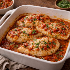 Baked Salsa Chicken Breast This one feels almost too easy. Chicken breast, salsa, oven. That’s it. The salsa keeps the chicken juicy and adds all the flavor without effort. I make this when I truly don’t want to think.