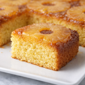 What I notice most when I eat this cake is the texture.

The crumb is soft but structured. It doesn’t crumble. It doesn’t collapse. It holds together gently.

The pineapple is tender and mellow. The acidity has softened. The sweetness feels rounded.

Nothing spikes. Nothing lingers too long.

It’s balanced food — and that balance supports steady moods better than intense flavors ever could.