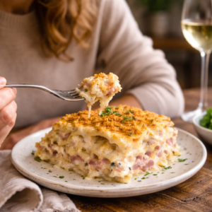 I didn’t let it cool too long.

The first bite was exactly what I hoped for — creamy, warm, comforting, but not heavy. The top had just enough texture to make each bite interesting. The inside stayed soft and smooth.

I noticed myself slowing down without trying to.

Not because I was tired — because I was enjoying it.

That’s how I know a meal fits a happy mood.