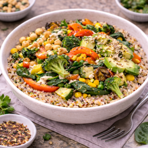 You can: Add chickpeas for more fullness Top it with avocado for softness Sprinkle seeds for crunch Drizzle a simple dressing if you want more richness But even without extras, this bowl stands on its own.
