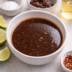 A balanced sauce, not a bold one
The sauce should taste rounded, not sharp. Tamarind adds depth, sweetness softens edges, and salt anchors everything.
If one flavor dominates, the dish becomes tiring to eat. Balance keeps the meal calming.