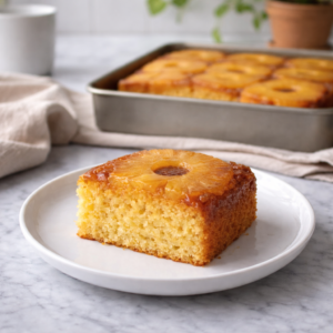 The next day, this cake is even calmer.

The caramel settles further into the crumb. The pineapple softens. The edges relax.

Reheating doesn’t ruin it. It doesn’t dry out. It doesn’t collapse.

It feels like extending yesterday instead of starting over.

Food that does that always feels intentional to me.